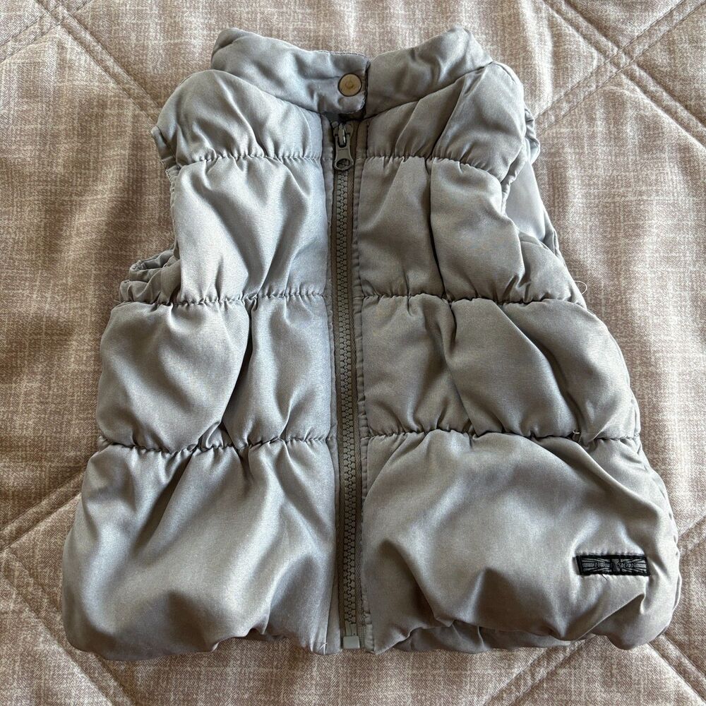 Hudson: Baby Infant Toddler Puffer Vest Gray Full Zip Mock Neck Size 2T